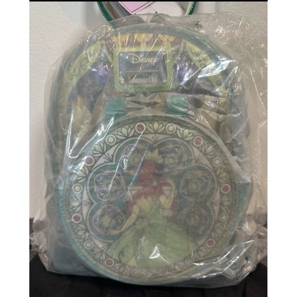 NWT Loungefly Disney Stained Glass Princess Backpack Mouse Ears STUNNING TIANA - Picture 4 of 7